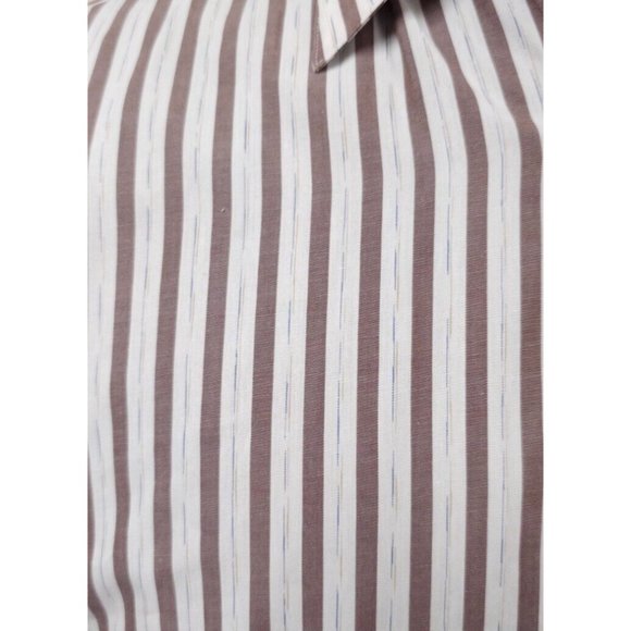 Perry Ellis Portfolio 15-34/35 Brown Striped Long Sleeve Button Up Shirt USA - Picture 2 of 12